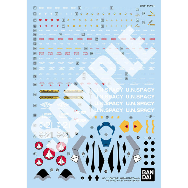 Hg 1/100 YF-21 Water Decals