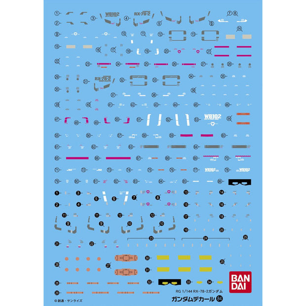 Gundam Decal 84 Rg 1/144 RX-78-2 Gundam