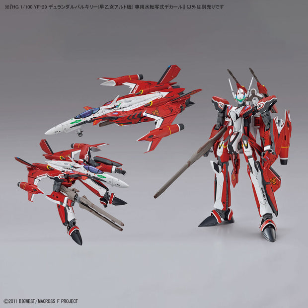 Hg 1/100 YF-29 Durandal Valkyrie (Alto Saotome Use) Water Decals