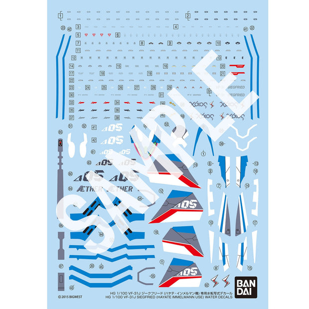 Hg 1/100 VF-31J Siegfried (Hayate Immelmann Use) Water Decals