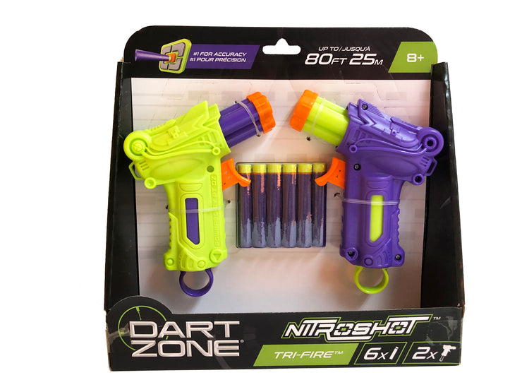 Dart Zone Tri-Fire Triple-Shot Blaster 2 Pack